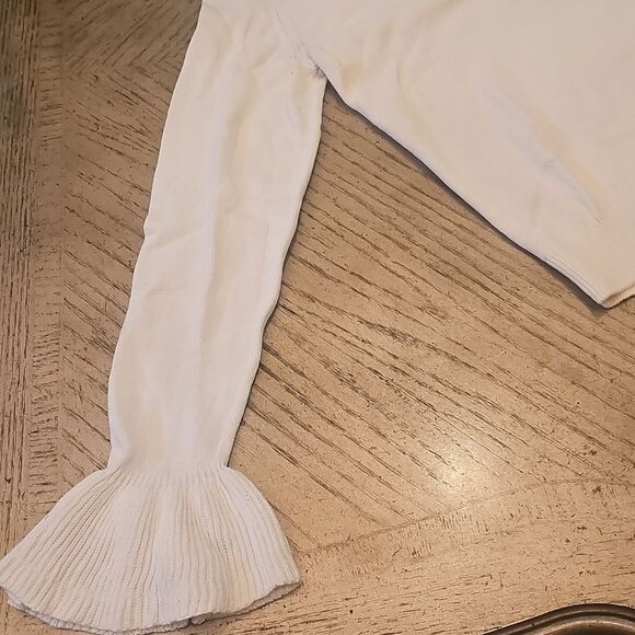 J. Crew Cream Crew Neck Sweater Size M Bell Sleeve - Picture 5 of 9
